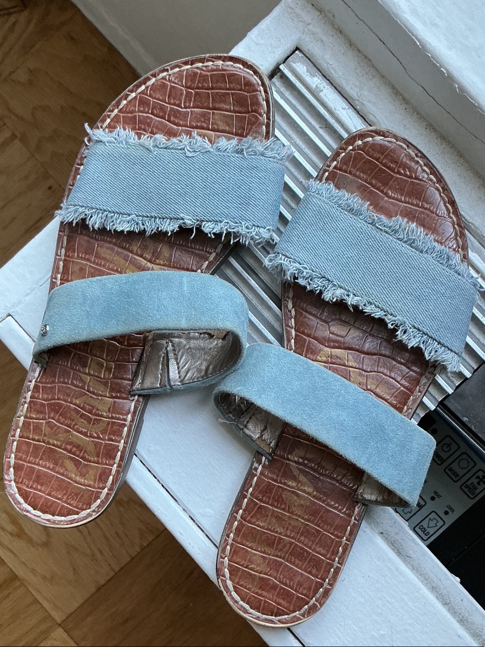 Sam Edelman Blue Denim & Suede Sandals